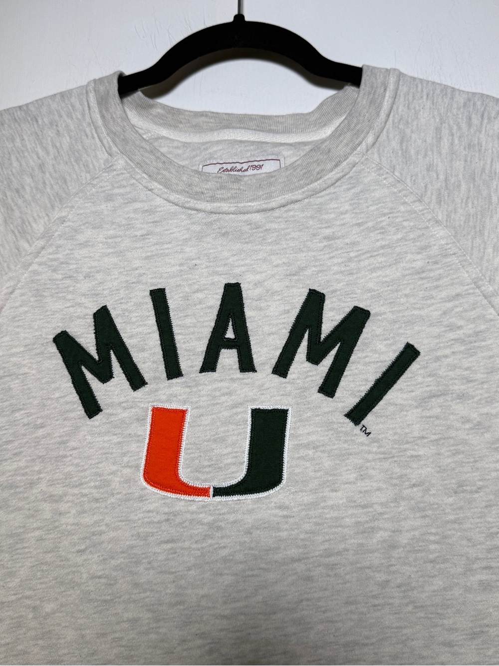 League 91 Miami U - Heather Gray Crewneck Sweatshirt Collegiate Large